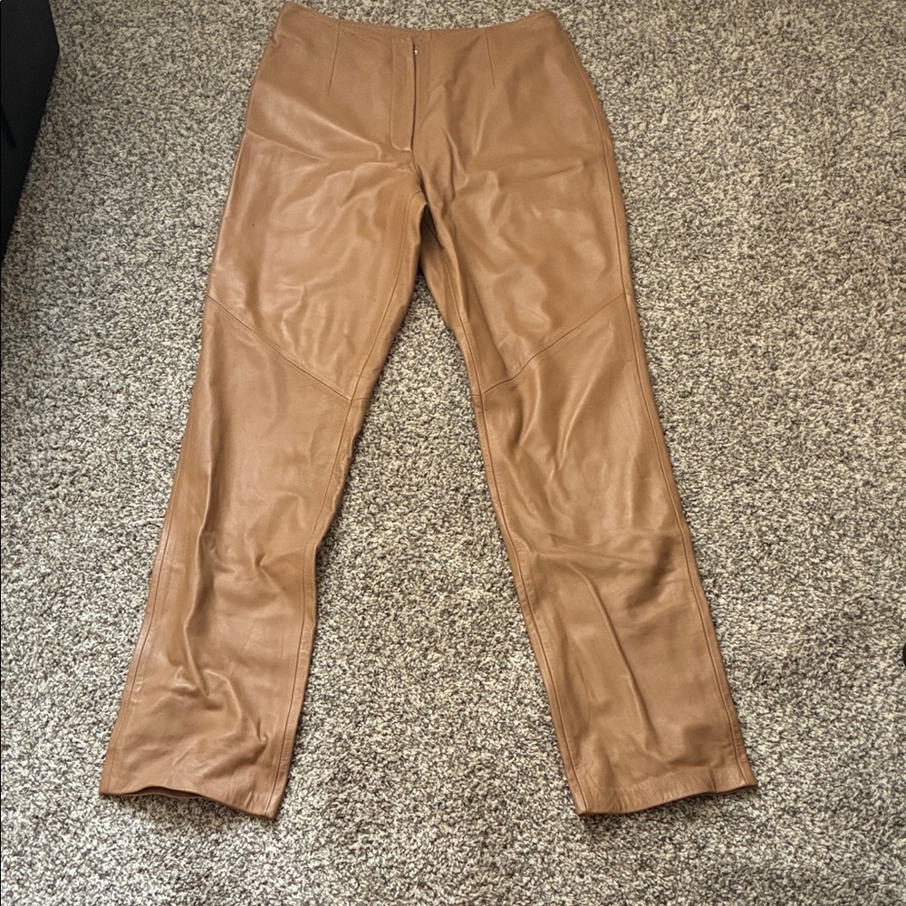 Stylish Tan Leather Pants